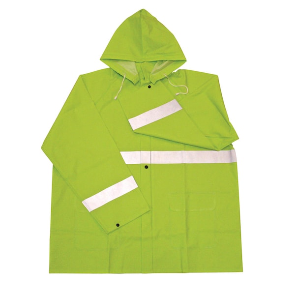 Hi-Vis Rain Jacket, PVC, Green, XL